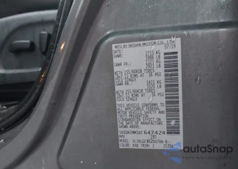 2019 Nissan Pathfinder Sl z USA, uszkodzony, nr VIN 5N1DR2MM1KC647424